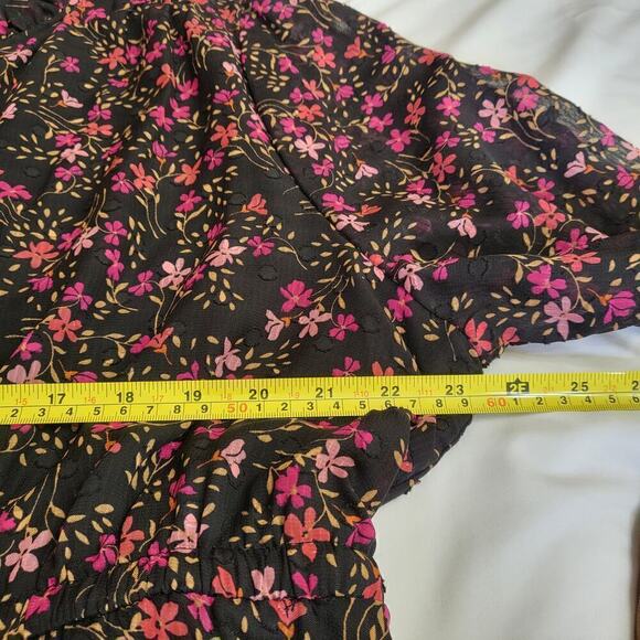 DRAPER JAMES RSVP Floral Ballon Sleeve Sheer Midi Dress XXL - Picture 9 of 11